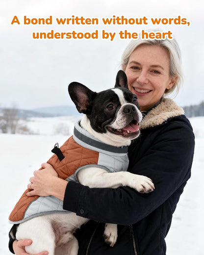 Dog Winter Coat for Small Dogs, Adjustable Puppy Warm Jackets in Cold Weather, Reflective Pet Fleece Vest with External Attachment Points, Zippered Cold-Weather Dog Winter Clothes, XS Brown