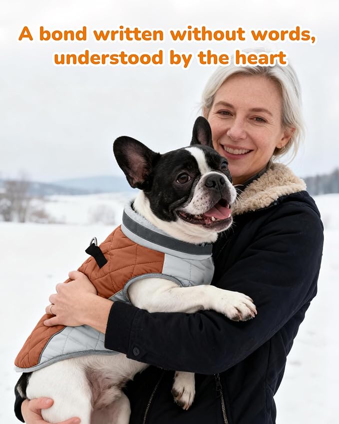 Dog Winter Coat for Small Dogs, Adjustable Puppy Warm Jackets in Cold Weather, Reflective Pet Fleece Vest with External Attachment Points, Zippered Cold-Weather Dog Winter Clothes, S Brown