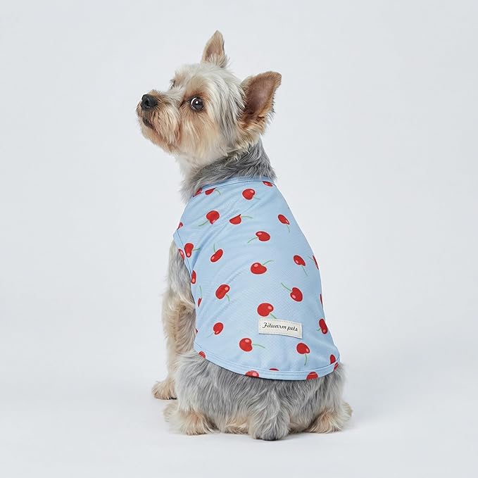 Fitwarm 2 Pack Ice Cream & Cherry UPF 50+ UV Sun Protection Dog Shirt, Lightweight Cooling Vest, Quick Dry Summer Clothes for Small Dogs Girl, Pet Outfit, Pink, Light Sky Blue, XL