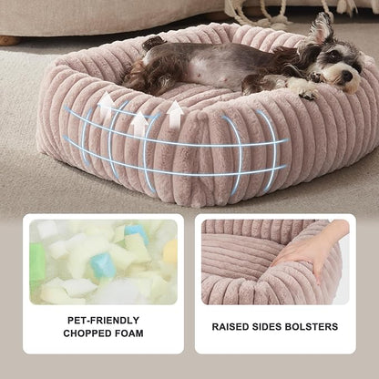 FURTIME Dog Bed for Small Dogs, Washable Orthopedic Dog Bed with Removable Cover, Rectangle Soft Calming Sleeping Puppy Bed Durable Pet Cuddler with Anti-Slip Bottom