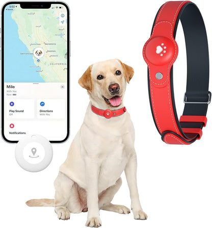 2-in-1 GPS Tracker for Dogs: Smart Pet Collar with Real-Time Tracking,No Monthly Fee/Subscription (iOS Only) Waterproof, Anti-Lost,365-Day Long Battery Life GPS Tracker Dog Collar(Tracker Included)