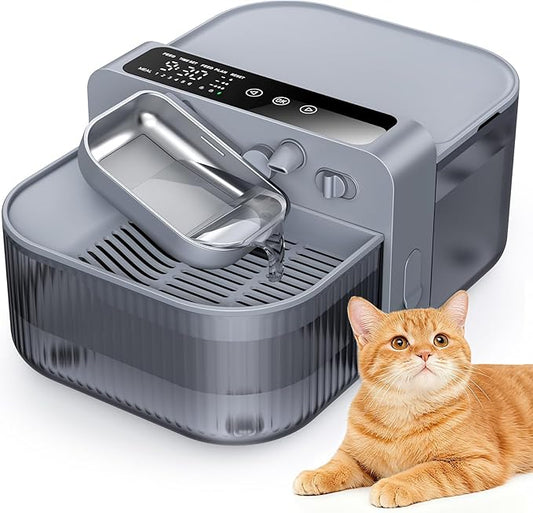 Chumajor Wireless Cat Water Fountain with No Filters, 180-Day Battery & Precision Flow Control,3.5L Smart Pet Water Dispenser with Wastewater Separation & Custom Scheduling for Cats & Dogs, Grey