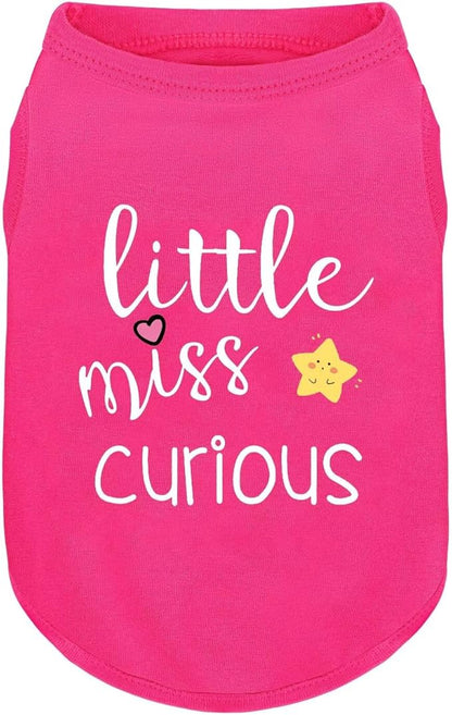 Pink Cotton Dog Shirt with 'Little Miss Curious' Print, Soft & Breathable Pet Apparel for Small to Large Dogs, All-Season Sleeveless Vest, Cute and Comfortable Dog Outfit.Pink Star 3XL