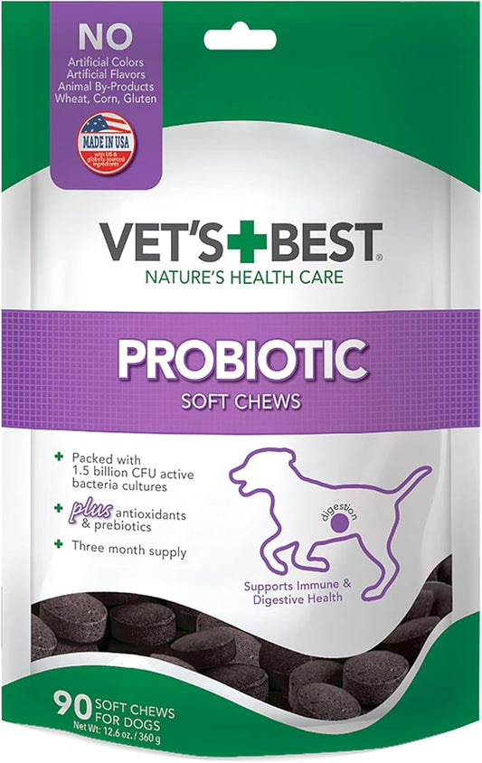 Vet's Best Probiotic Soft Chews Dog Supplement - Supports Dog Digestive Health - Promotes a Healthy Gut - 30 day supply
