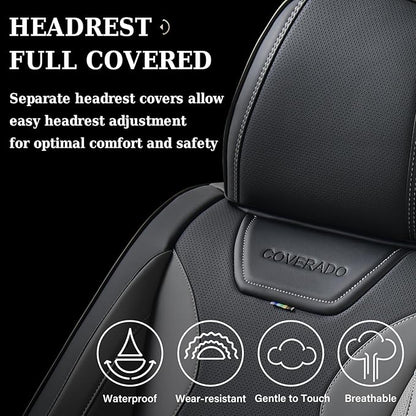 Coverado Car Seat Covers, Front Covers for Cars, Car Seat Cover Front Seats, Automotive Seat Cover, Waterproof, Leather Car Seat Cushion, Universal Interior Covers Seat Protectors for Most Cars