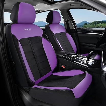 Coverado 3D Air Mesh Front Car Seat Cover, Sports Carbon Fiber Design, Breathable Seat Protectors Airbag Compatible Comfort Universal for Most Cars, Van,Trucks, SUV, Black&Purple