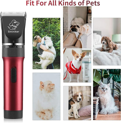 Sminiker Low Noise Horses Clippers Rechargeable Cordless Pet Clippers Grooming Kit with Storage Bag 5 Speed Professional Animal Clippers Pet Grooming Kit