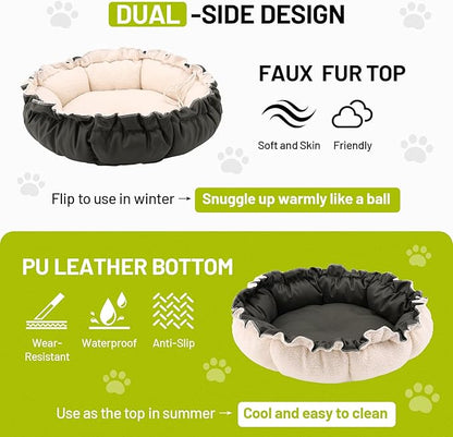 Cat Beds for Indoor Cats,Washable Round Pet Bed for Puppy and Kitty,Super Soft Durable Fabric Pet Beds, Washable Luxury Cat & Dog Bed 24.8inch