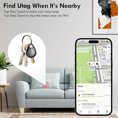 Utag GPS Tracker for Kids,Key Finder Works with Apple Find My (iOS only),Privacy Protection, Lost Mode, Waterproof,Bluetooth Tracker for Children, Seniors, Pets, Backpack (Black)