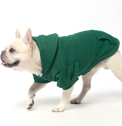 KOOLTAIL Dog Hoodie for Large Medium Small Dogs,Soft&Warm Pet Sweater with Leash Hole and Pocket Boy Girl, Puppy Fall Winter Jacket Clothes,French Pitbull Cold Weather Coat Sweatshirt,Deep Green S