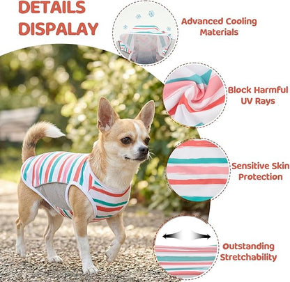 UPF 50+ Sun Protection Dog T-Shirt, 2 Pack Lightweight Sleeveless Dog Vest for Small Medium Dogs Girl – Reflective Strips, Quick-Dry Pet Apparel, Sports Fan Shirt P23ST00512L