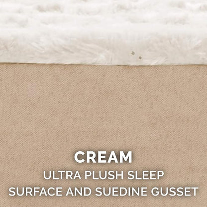 Furhaven Orthopedic Dog Bed for Large Dogs w/ Removable Washable Cover, For Dogs Up to 95 lbs - Ultra Plush Faux Fur & Suede Mattress - Cream, Jumbo/XL