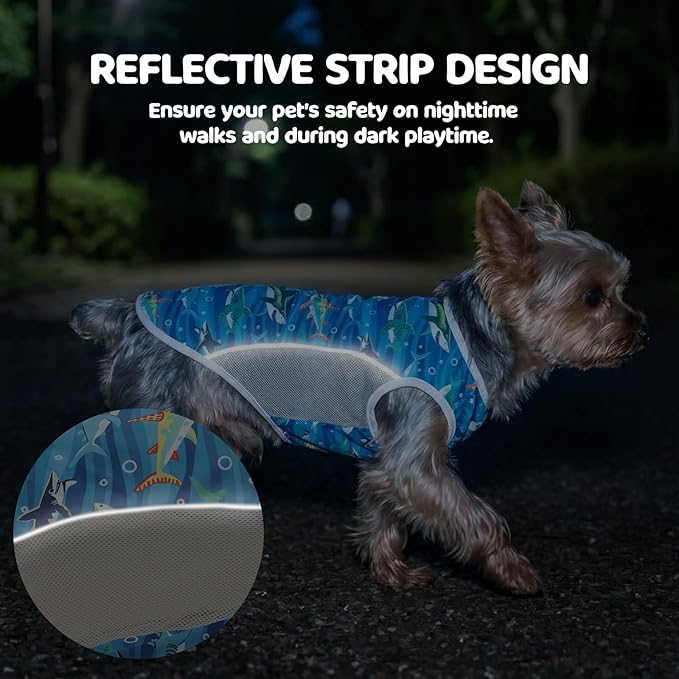 UPF 50+ Sun Protection Dog T-Shirt, 2 Pack Lightweight Sleeveless Dog Vest for Medium Dogs Boy – Reflective Strips, Quick-Dry Pet Apparel, Sports Fan Shirt P23ST00506XXL