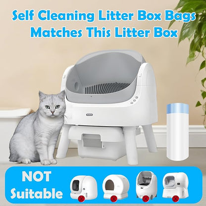 Cat Litter Bags 60 Count,26.37"X15.74" Drawstring Close Litter Box Liners for Automatic Litter Box,Thick Cat Poop Bags,Easy to Clean,Heavy Duty Robot Bag for Self-Cleaning Box