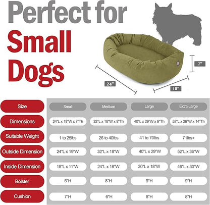 Majestic Pet Suede Shredded Memory Foam Mix Calming Dog Bed Washable - Cozy Soft Round Dog Bed with Spine for Head Support - Fluffy Donut Dog Bed, 24 Inch, Sage