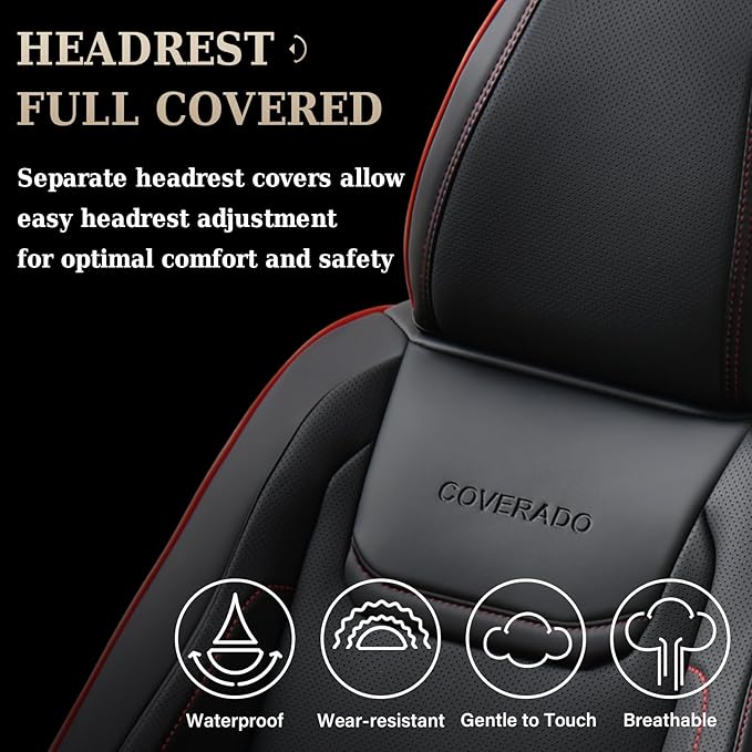 Coverado Car Seat Covers, Front Covers for Cars, Car Seat Cover Front Seats, Car Seat Protector Waterproof, Leather Cushion, Universal Interior Covers Seat Protectors for Most Cars