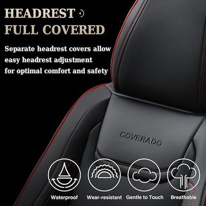 Coverado Car Seat Covers, Front Covers for Cars, Car Seat Cover Front Seats, Car Seat Protector Waterproof, Leather Cushion, Universal Interior Covers Seat Protectors for Most Cars