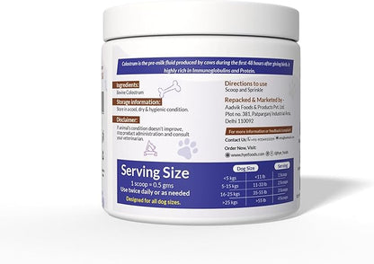 HYE Pets Bovine Colostrum for Dogs & Cats | from Grass-Fed Cows | Pure, Single Ingredient, No Preservatives | Immune Support | 120 Servings | 2.1 Oz