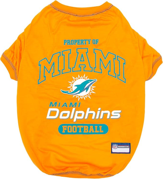 NFL Miami Dolphins Dog T-Shirt for Pets, Size X-Large. Officially Licensed Pet Shirt with Team Logo, Soft Stretchable Comfort Fit Apparel for Dogs & Cats