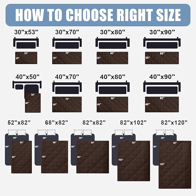 Smiry Waterproof Dog Bed Cover Pet Blanket, Soft Washable Dog Blanket for Furniture Bed Couch Sofa Reversible, Checkered (40"x70", Chocolate/Chocolate)