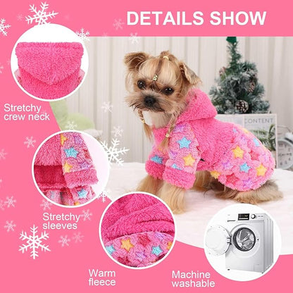 Dog Hoodie Dog Sweater Winter Puppy Clothes for Small Dogs Boy Girl Pet Hoodies Cold Weather Doggie Coats Fall Doggy Sweatshirt for Chihuahua Yorkie Cat Sweater Costume, Rose Pink, XXS