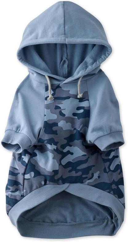 Pet Passion Rocky – The Original Lightweight Hooded Tee 100% Organic Cotton Dog Hoodie Pet Coat Sweater for All Sized Dogs, Original Navy Half Camo, XX-Small (4-7 lbs)
