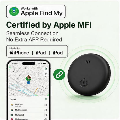 Undetectable GPS Tracker for Vehicles - Real-Time Tracking，No Monthly Fee/No SIM Card【Apple MFi Certified】Works with iOS Find My | Mini Hidden Magnetic GPS Locator，IP68 Waterproof，Reliable Performance