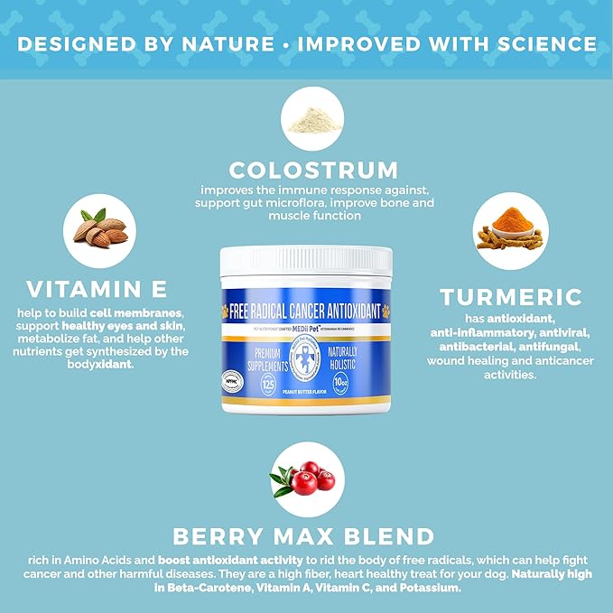 Detox Antioxidant for Better Dog Health. Chemical Free Natural and Organic Free Radical Inhibitor that Helps Maintain You Fur Persons Better Health, Pet Nutritionist Developed Prevention