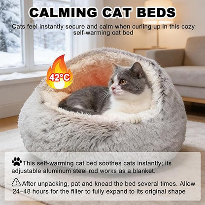 Dog Beds for Small Dogs - 26x26Inch Dog Cave Bed, Cozy Warming Fluffy Pet Cat Sleeping Bag with Washable Removable Cover, Built-in Support, Stable and Not Collapsing for Puppy and Kitten