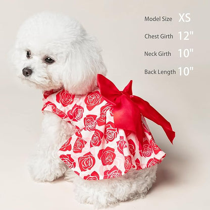 PUPTECK Dog Wedding Dress Outfit Puppy Cute Small Dogs Clothes,Rose,S
