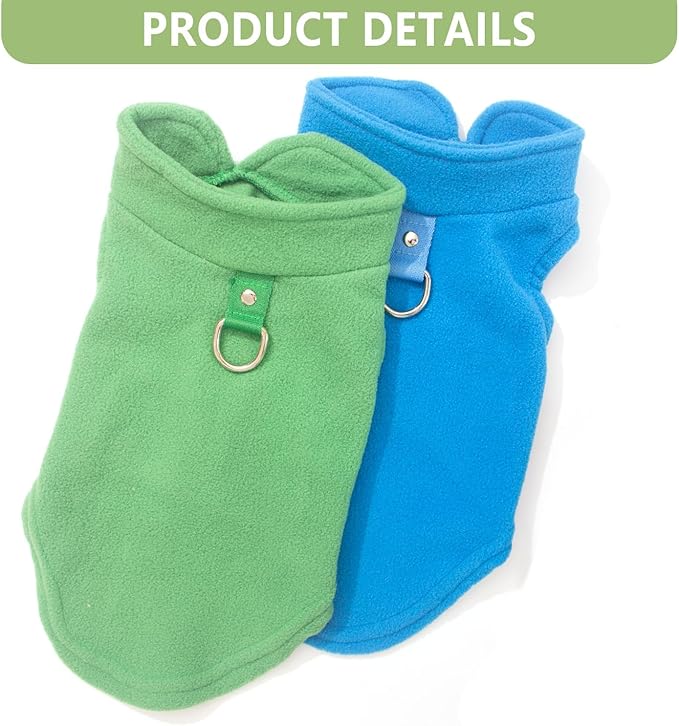 2 Pack Large Dog Sweater, XXXL Dog Sweater, Fleece Dog Sweaters with Leash Ring Winter Warm Pet Sweater Thick Clothes Pullover Dog Sweatshirt Coat,XXXL (Blue,Green)
