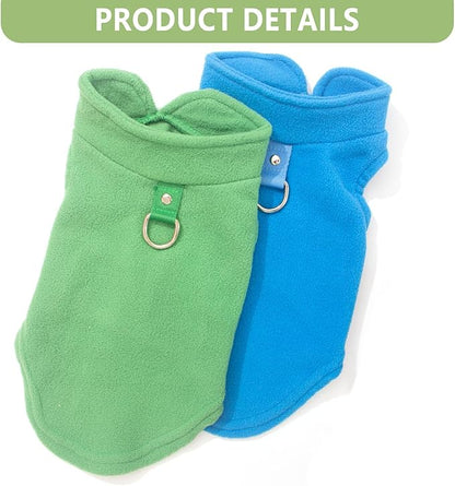 2 Pack XXL Dog Sweater, Dog Sweater for Medium Large Dogs Winter Warm Pet Sweater Thick Clothes Coat Fleece Dog Sweaters with Leash Ring for French Bulldog, Dachshund (Blue,Green, XX-Large)