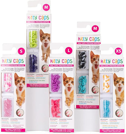 Kitty Caps Nail Caps for Cats, Pure White & Coral Red - Safe, Stylish & Humane Alternative to Declawing Stops Snags & Scratches, X-Small (Under 5 lbs), 40 Count - 3 Pack