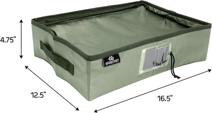 SportPet Designs Portable Travel Litter Box for Cats, Large Collapsible Litter Box with Zippered Lid, Water-Resistant & Leak-Resistant Cat Litter Tray for Travel, Green