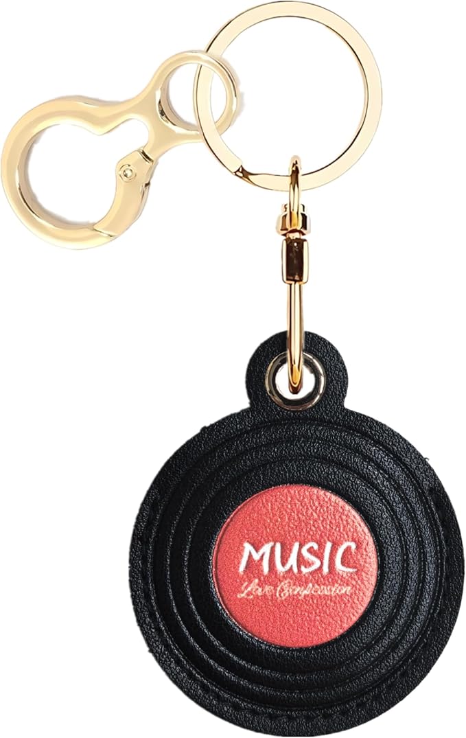 Leather Keychain Holder Case Compatible with AirTag,Cute Protective Cover with Keyring,Anti-Scratch Finder GPS Tracker Case for Wallet Keys,Bag,Pets,Backpack(CD Rose Red)