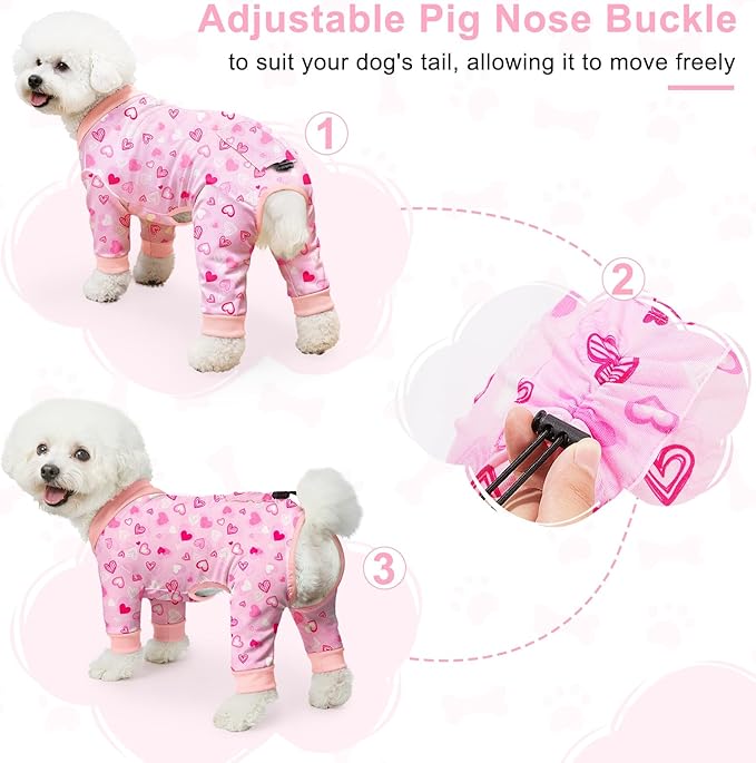Bienbee Dog Pajamas, 4 Pack Dog Recovery Suit Shedding Suit Cute Soft Puppy Clothes Dogs Pjs Onesies Jammies Adjustable Breathable & Stretchy Clothes for Small Medium Large Dogs Girl Boy Puppy-L