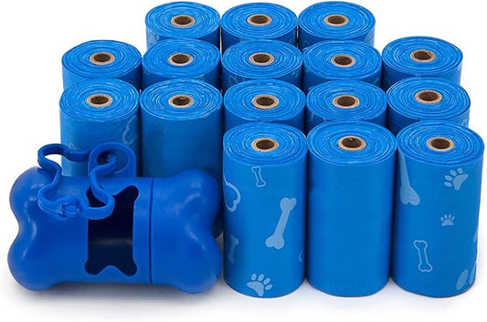 Best Pet Supplies Dog Poop Bags for Waste Refuse Cleanup, Doggy Roll Replacements for Outdoor Puppy Walking and Travel, Leak Proof and Tear Resistant, Thick Plastic - Blue (Unscented), 240 Bags