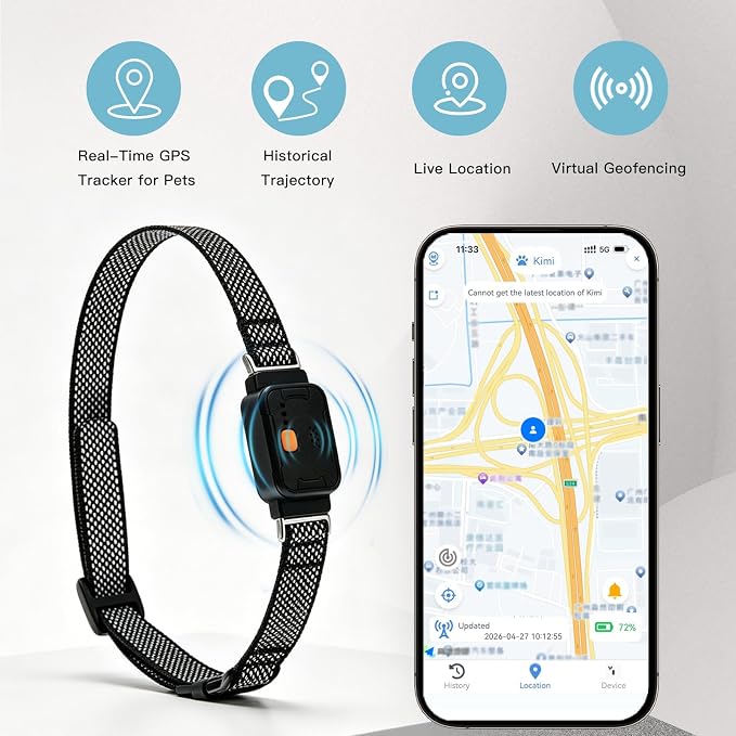 GPS Dog Collar, Wireless Pet Fence & GPS Pet Tracker Pink | GPS dog collar with app control, wireless pet fence, virtual boundaries, real-time tracking and activity monitoring，no fee.