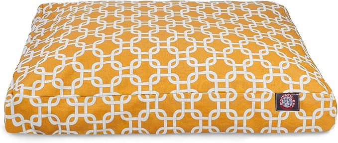 Majestic Pet Shredded Memory Foam Dog Bed Large with Removable Washable Cover – Rectangle Orthopedic Dog Bed–Durable Dog Crate Bed-Flat Dog Bed for Senior Dogs - (44x36) L - Links - Yellow