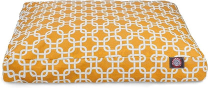 Majestic Pet Shredded Memory Foam Dog Bed Large with Removable Washable Cover – Rectangle Orthopedic Dog Bed–Durable Dog Crate Bed-Flat Dog Bed for Senior Dogs - (44x36) L - Links - Yellow