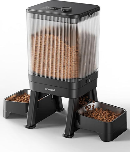 oneisall Automatic Cat Feeder for 2 Cats Pets, 32 Cups/7L | Elevated Bowls, Prevent Fighting, Precise Portions, Balanced Dispensing, Non-Slip & Stable, Easy-to-Clean