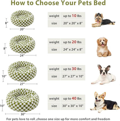 BFPETHOME Donut Dog Bed Medium Size Dogs, Cute Medium Dog Bed for Puppy and Kitten, Round Calming Pet Beds with Non-Slip Bottom, Machine Washable,27inch, Green