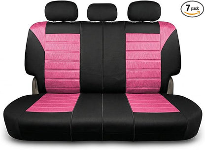 FH Group Automotive Car Seat Covers Rear Set Premium 3D Air Mesh Seat Covers, Airbag Compatible and Split Bench Cover Universal Fit Interior Accessories for Cars Trucks and SUVs - Pink