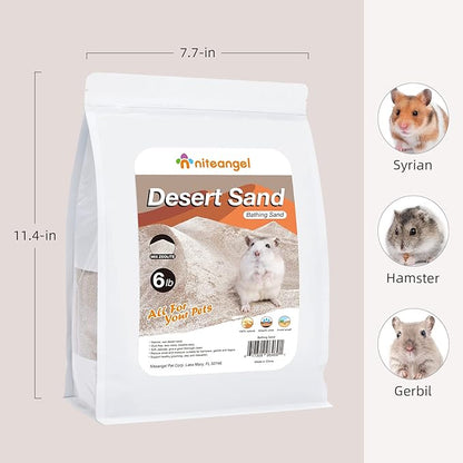 Niteangel Hamster Desert Bath Sand | No-Dust Bath or Potty Litter Sand for Hamster Chinchillas Gerbil Mice Degu or Other Small Pets