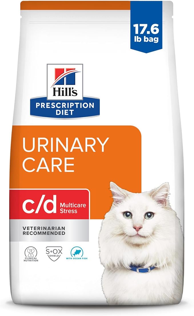 Hill's Prescription Diet c/d Multicare Stress Urinary Care Dry Cat Food, Ocean Fish, 17.6 lb. Bag