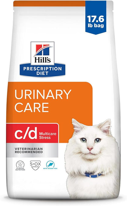 Hill's Prescription Diet c/d Multicare Stress Urinary Care Dry Cat Food, Ocean Fish, 17.6 lb. Bag