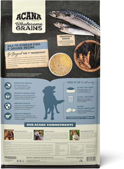 ACANA Wholesome Grains Dry Dog Food Sea to Stream Saltwater Fish Recipe 22.5lb Bag