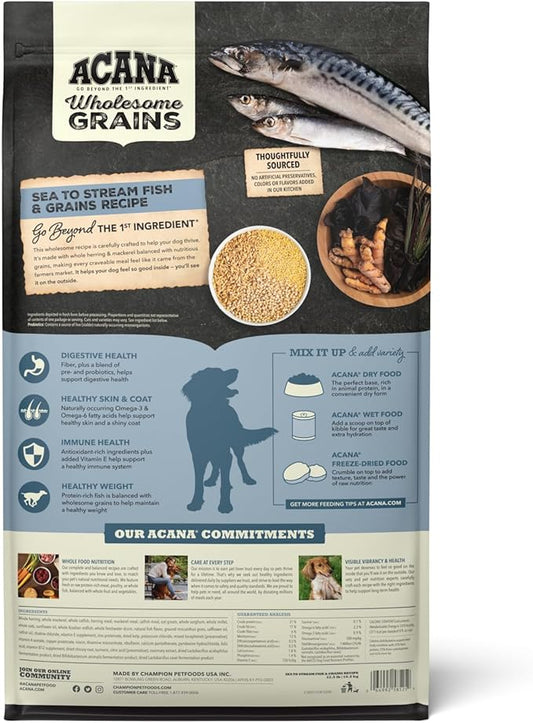 ACANA Wholesome Grains Dry Dog Food Sea to Stream Saltwater Fish Recipe 22.5lb Bag