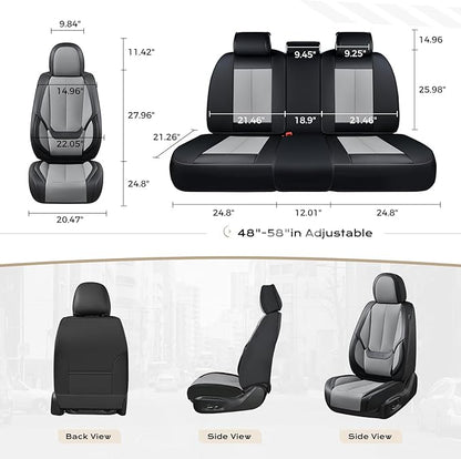 Coverado Car Seat Covers Full Set, Car Seat Protector Waterproof, Nappa Leather Car Seat Cushion, Seat Covers for Cars, Front Seats and Back Universal Fit for Most Cars