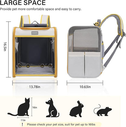 Cawypety Cat Backpack Carrier, Collapsible and Breathability Cat Carrier Large for Cat Under 16 lbs, Dog and Small Pet Carrier Bag Used in Travel, Car